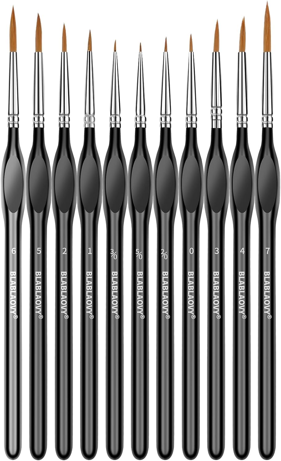 Blablaovy Detailing Paint Brush, 11 Pcs Miniature Paint Brushes with Triangular Handles, Art Paint Brushes for Acrylic Painting, Model, Face, Figurine, Watercolor, Oil, Paint by Numbers Kit for Adults